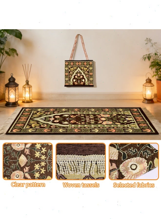 Ramadan Prayer Mat Set, Islamic Prayer Rug with Bag, Portable Foldable & Elegant Design for Muslim Prayer, Home, Travel, Eid Gift - Image 4